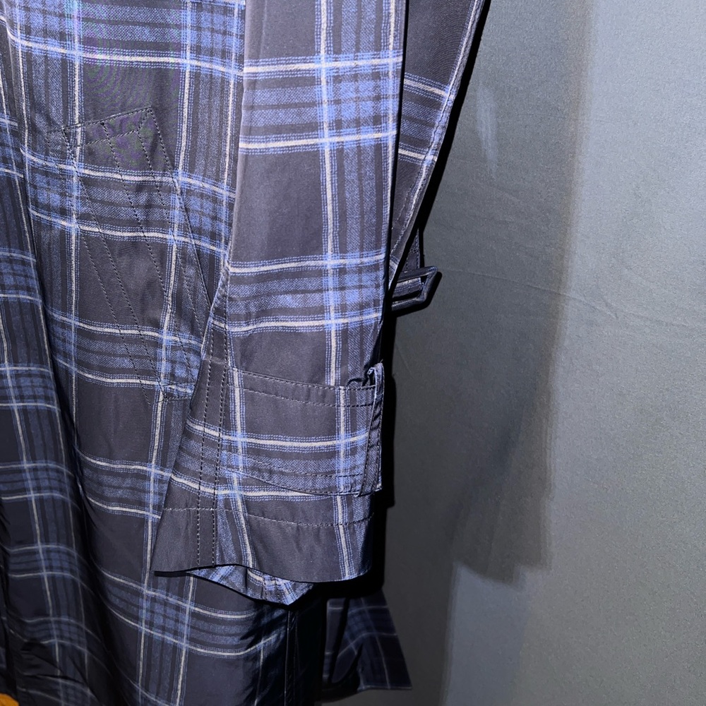 VINCE PLAID TRENCH COAT MAXI with Storm Flap - Picture 3 of 13